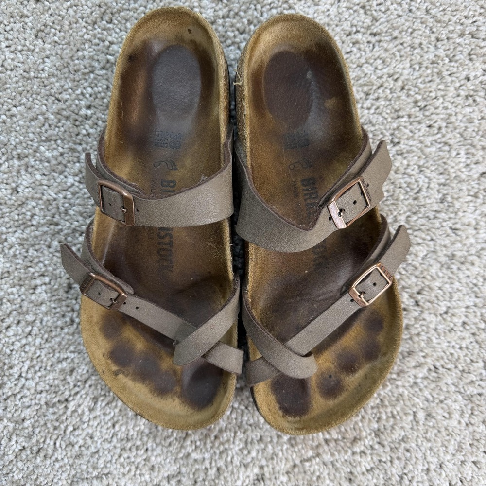 Birkenstock Mayari Sandals Womens Size 7 Brown Strappy Buckle Comfort